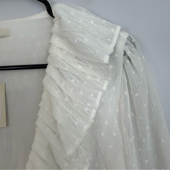MWT Maje Plumeti Cropped White Wrap Ruffle V-neck Wrap Blouse Size 2 NEW - Picture 7 of 15